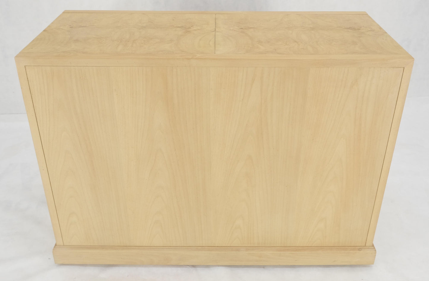 EstablishedLines White Wash Pickled Burl Wood Expandable Liquor Cabinet on Wheels Campaign Pulls
