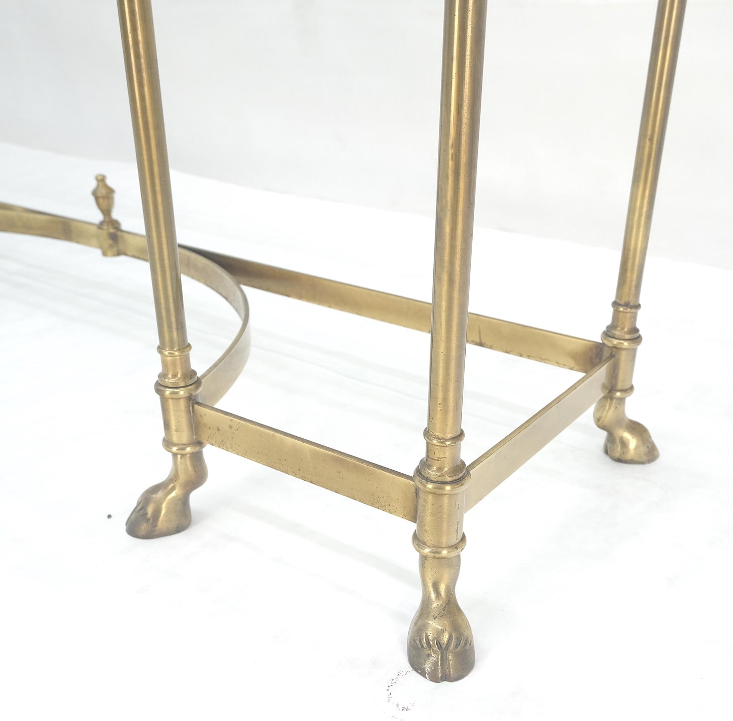 EstablishedLines Italian Hoof Feet Brass Frame Base 3/4" Glass Top Console Hall Table