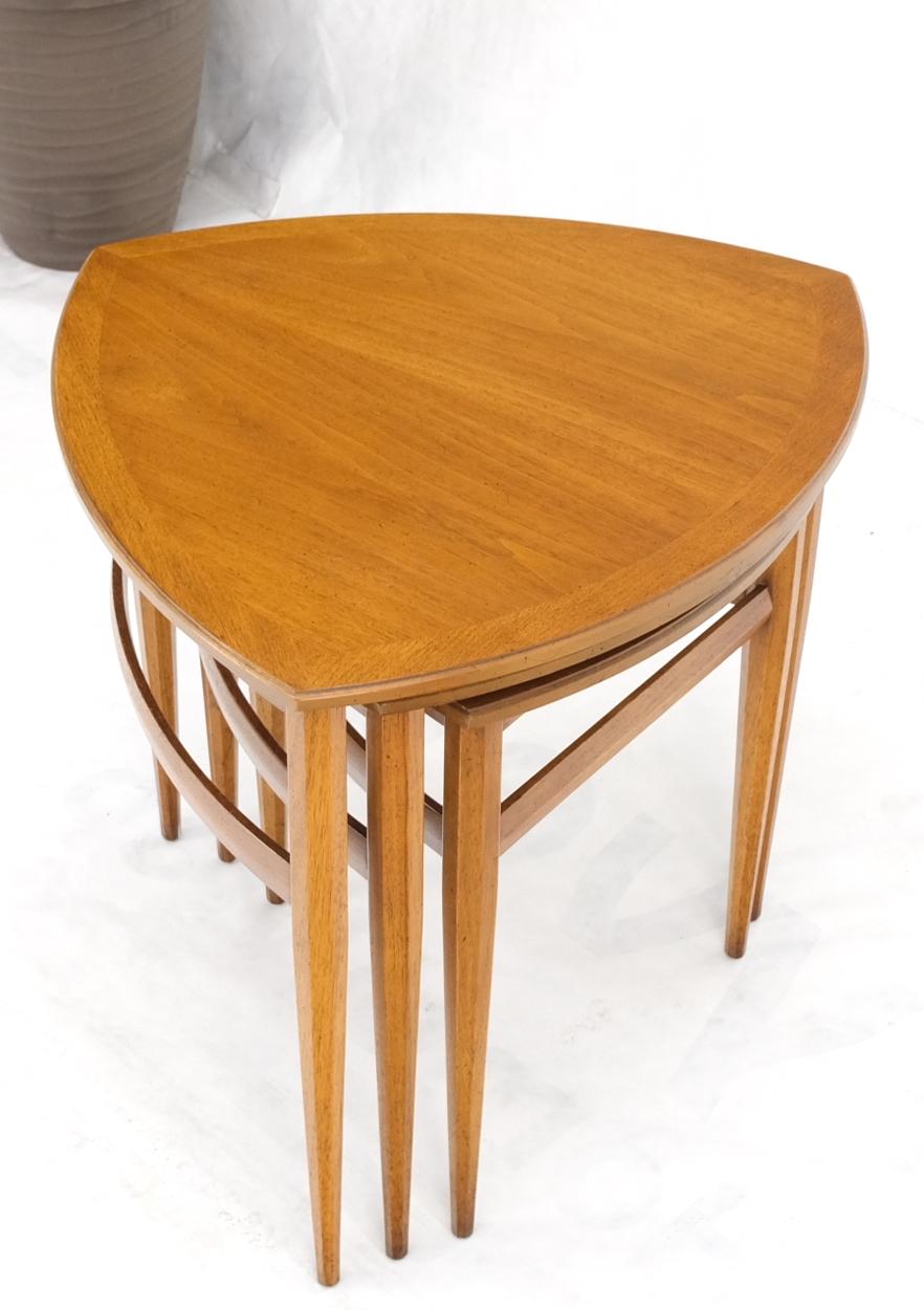 EstablishedLines Set of Mid-Century Modern Three Rounded Triangle Shape Nesting Stacking Tables