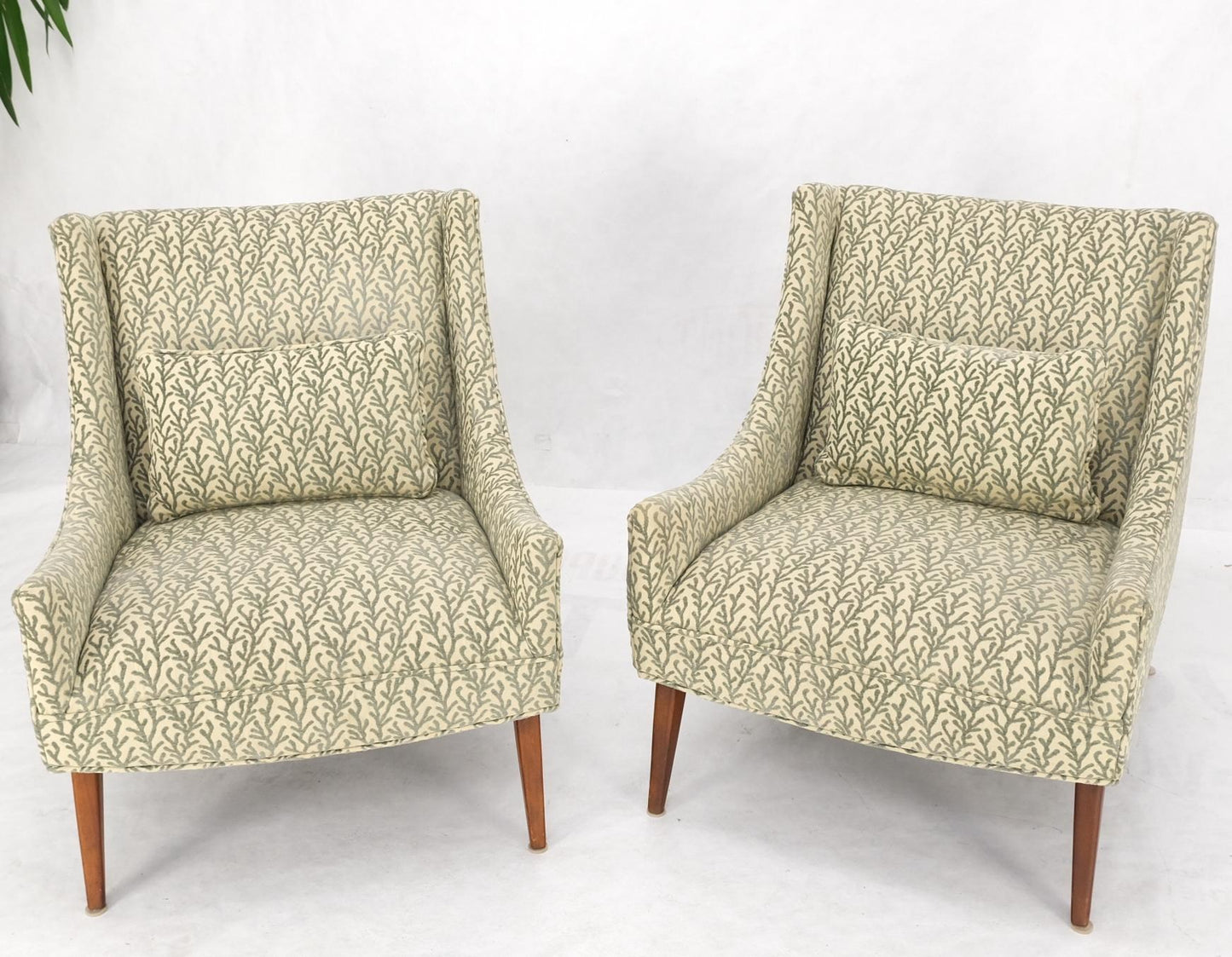 EstablishedLines Pair of Scoop like Shape Light Profile Mid Century Modern Lounge Chairs Mint