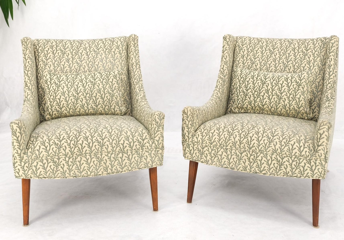 EstablishedLines Pair of Scoop like Shape Light Profile Mid Century Modern Lounge Chairs Mint