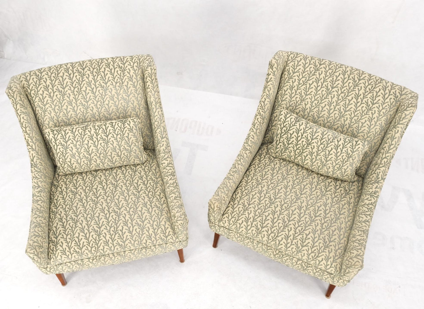 EstablishedLines Pair of Scoop like Shape Light Profile Mid Century Modern Lounge Chairs Mint
