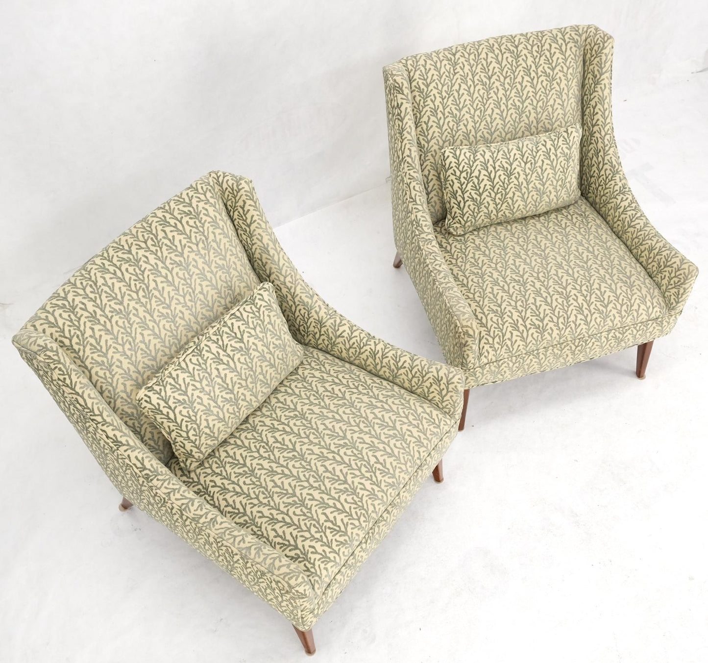 EstablishedLines Pair of Scoop like Shape Light Profile Mid Century Modern Lounge Chairs Mint