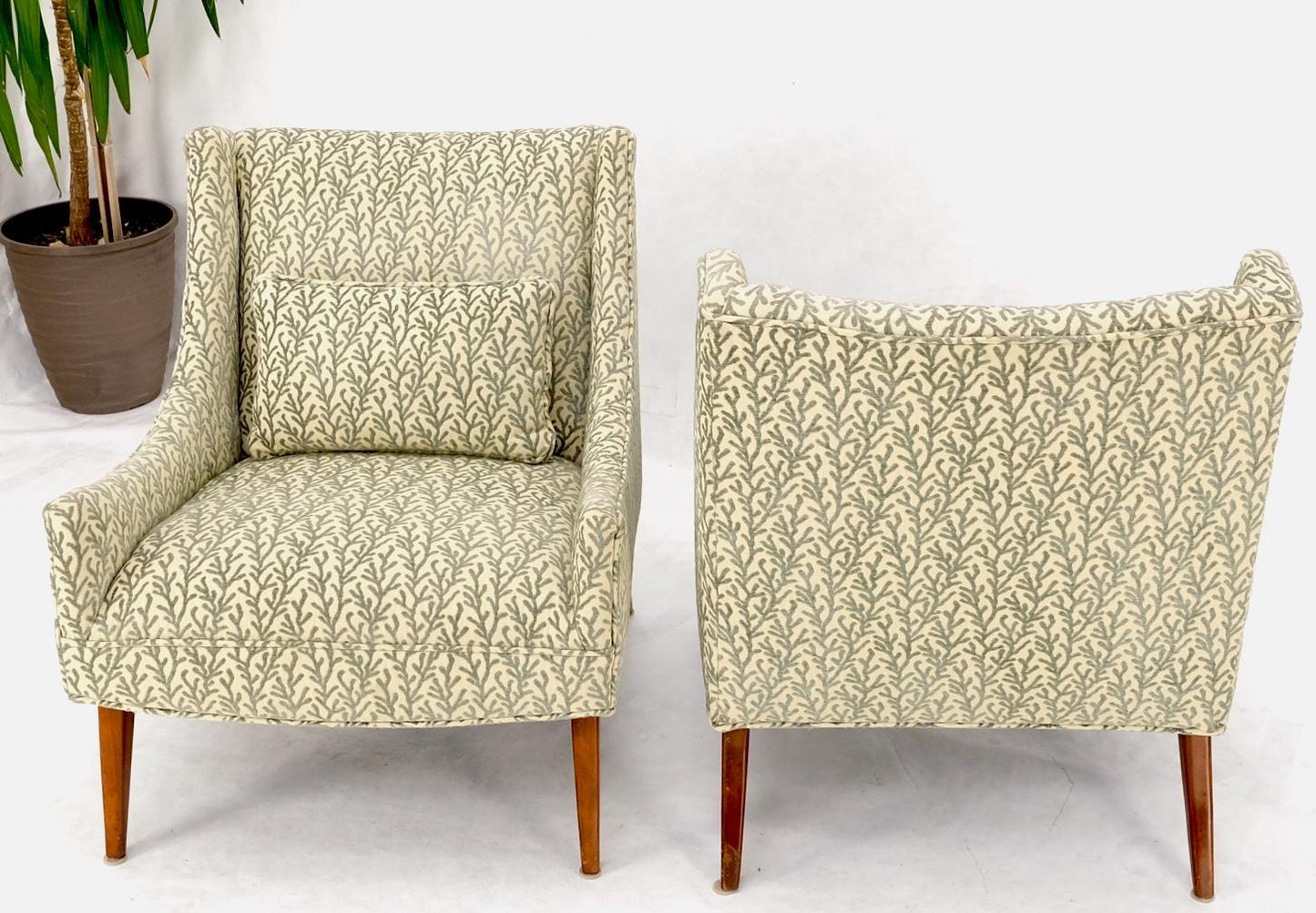 EstablishedLines Pair of Scoop like Shape Light Profile Mid Century Modern Lounge Chairs Mint