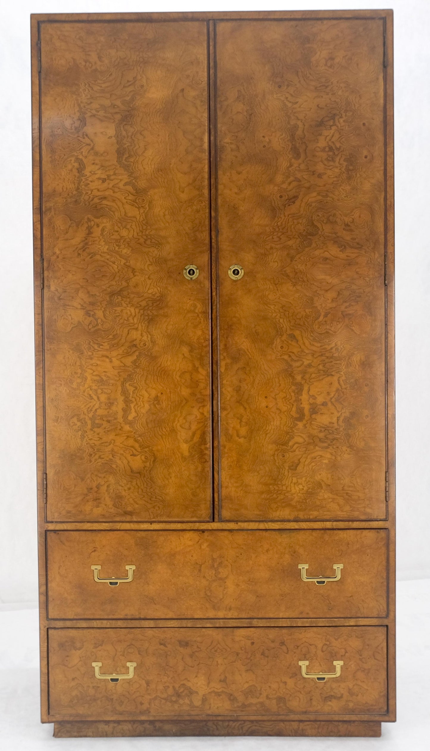 EstablishedLines Burl Wood Large 74" Tall Gentelman's Chest Dresser High Boy Campaign Style MINT!