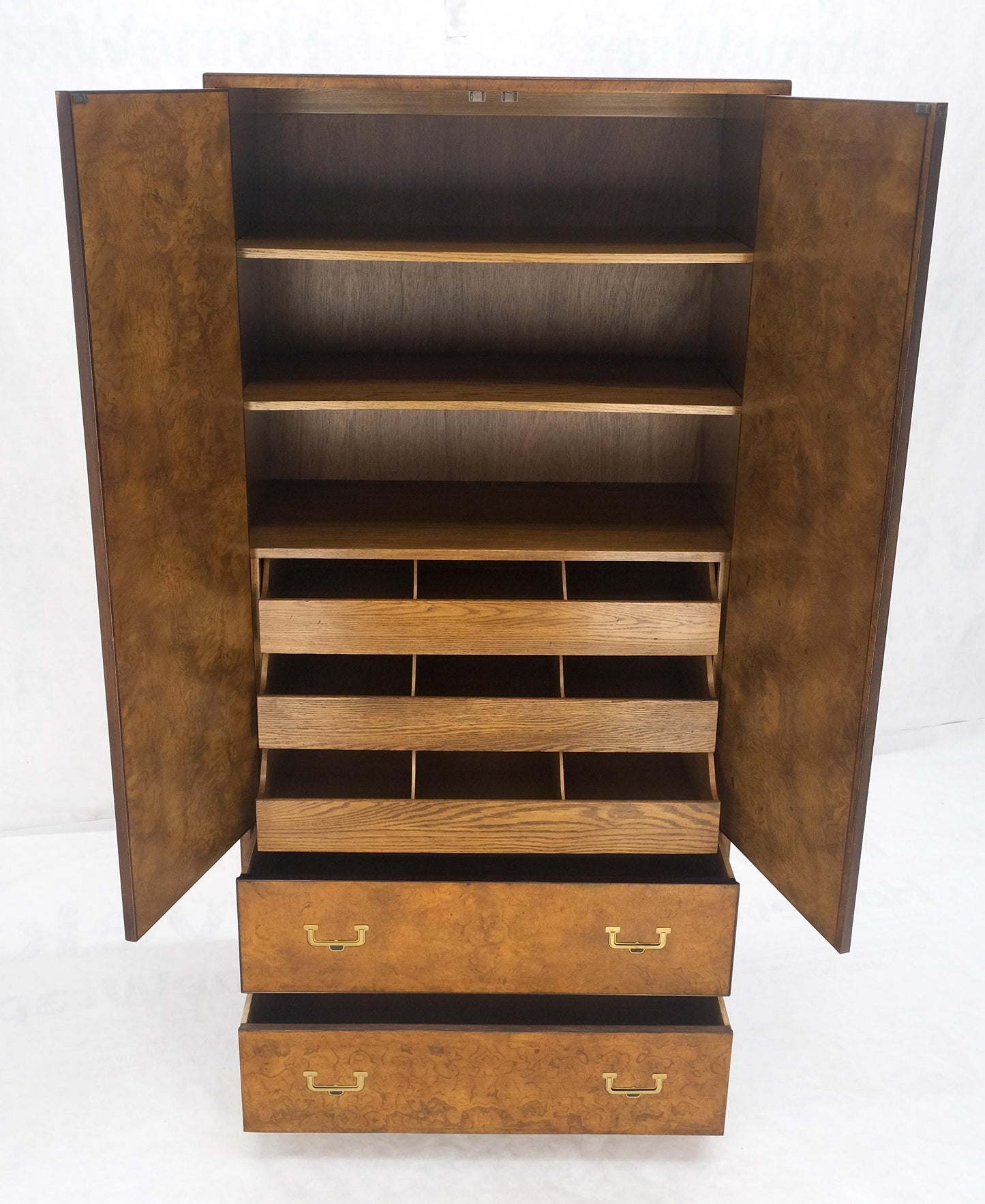 EstablishedLines Burl Wood Large 74" Tall Gentelman's Chest Dresser High Boy Campaign Style MINT!