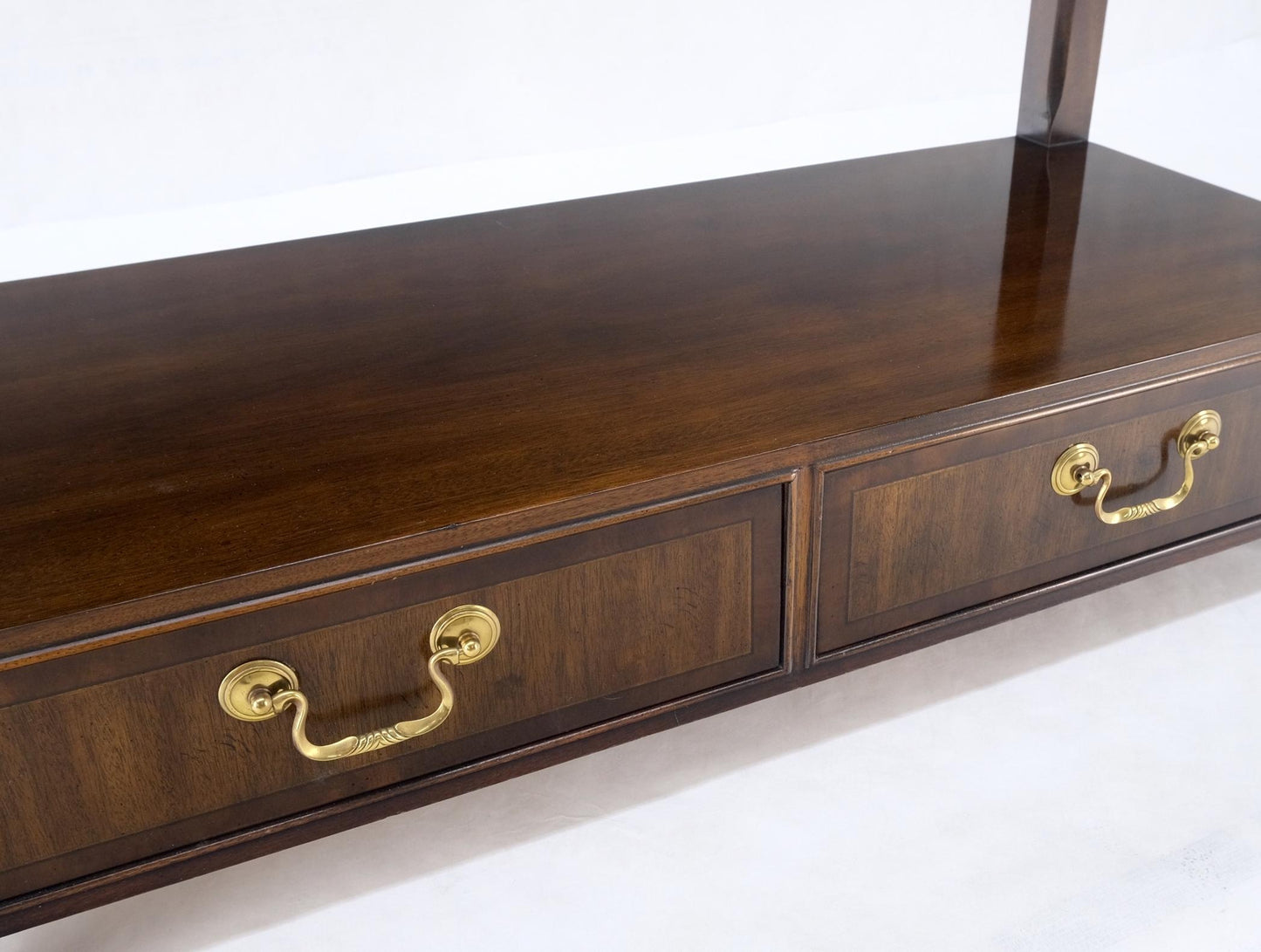 EstablishedLines Mahogany Banded Inlay Drop Leaf Silver Drawer 5 Drawers Server Cart on Wheels