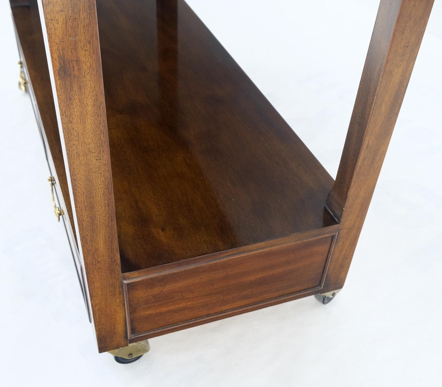 EstablishedLines Mahogany Banded Inlay Drop Leaf Silver Drawer 5 Drawers Server Cart on Wheels