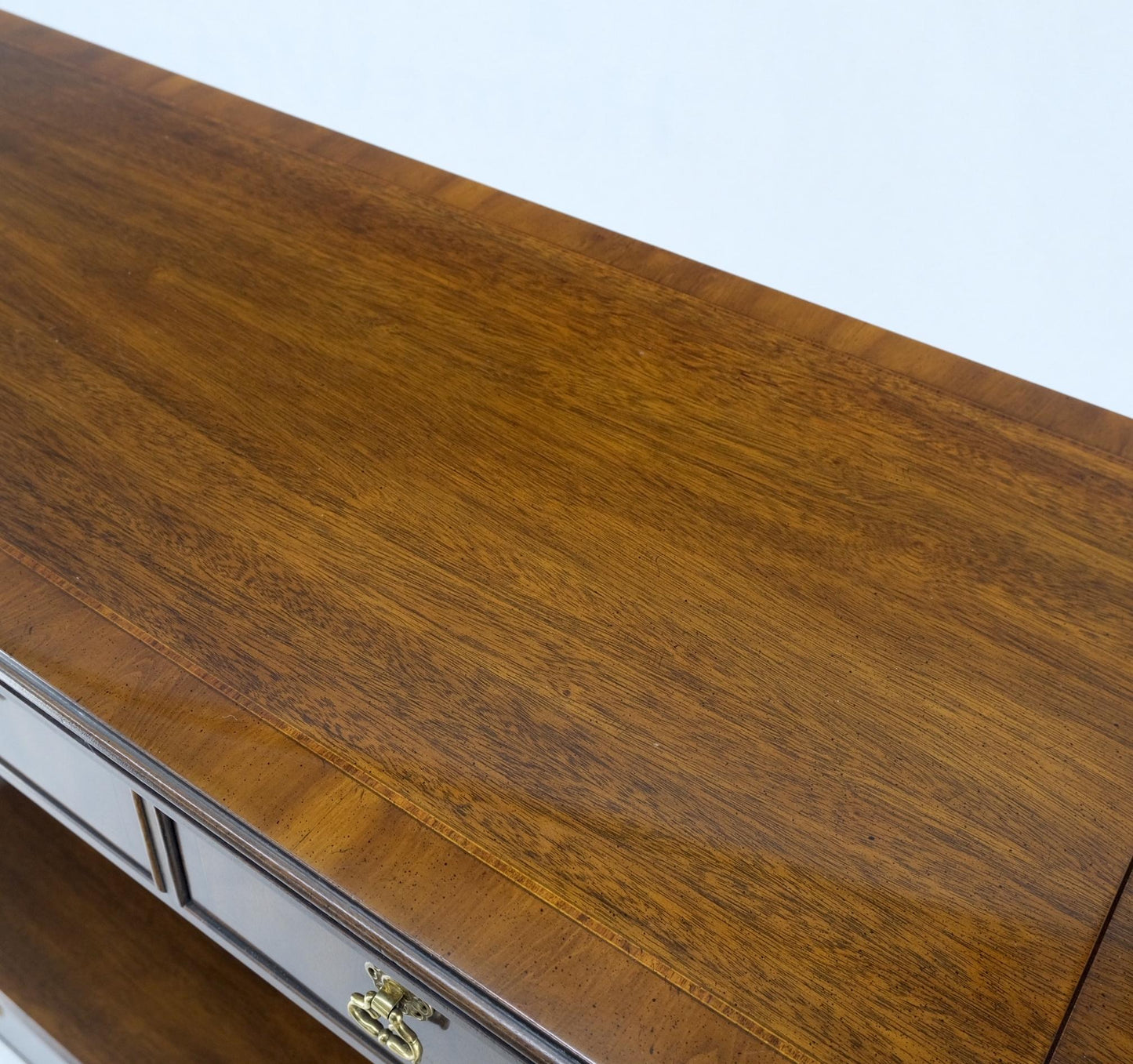 EstablishedLines Mahogany Banded Inlay Drop Leaf Silver Drawer 5 Drawers Server Cart on Wheels