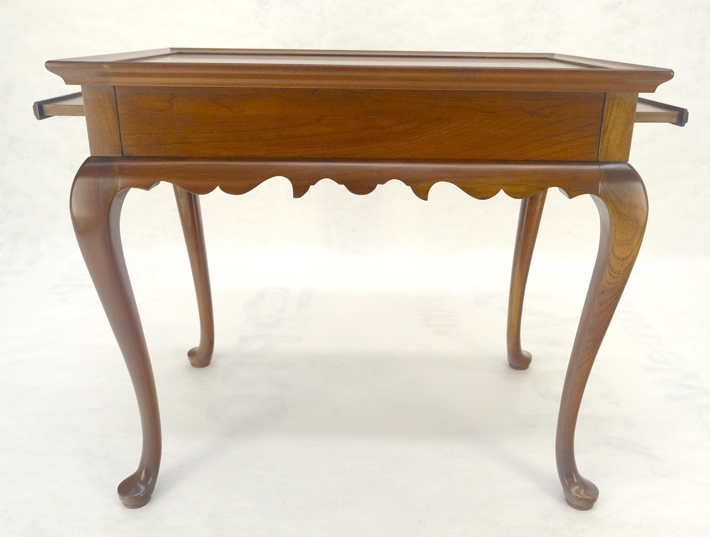 EstablishedLines Queen Ann Solid Mahogany Pull Out Trays Gallery Top Side End Table MINT