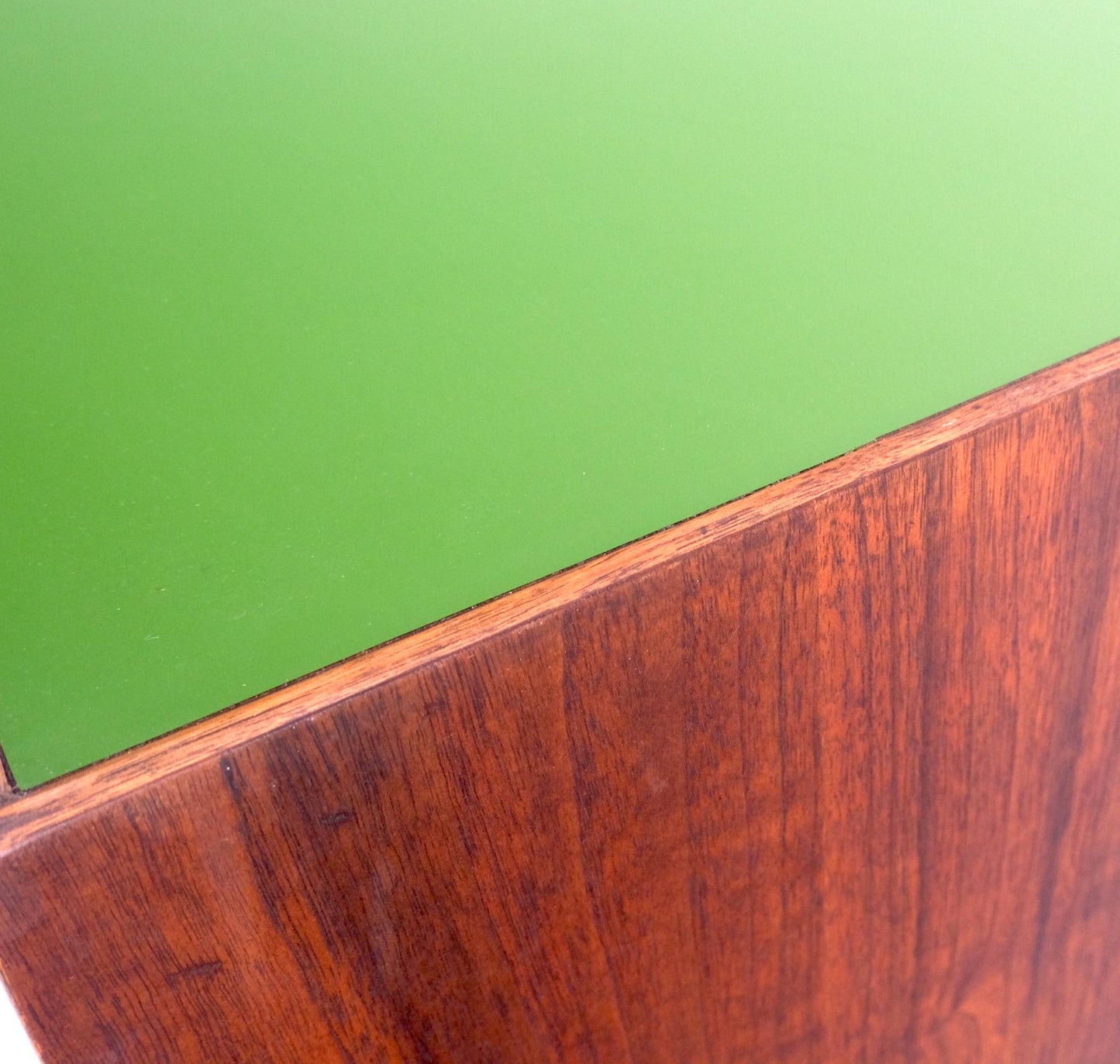 EstablishedLines Pair of Cube Shape Walnut Mid-Century Modern End Side Occasional Tables Stands