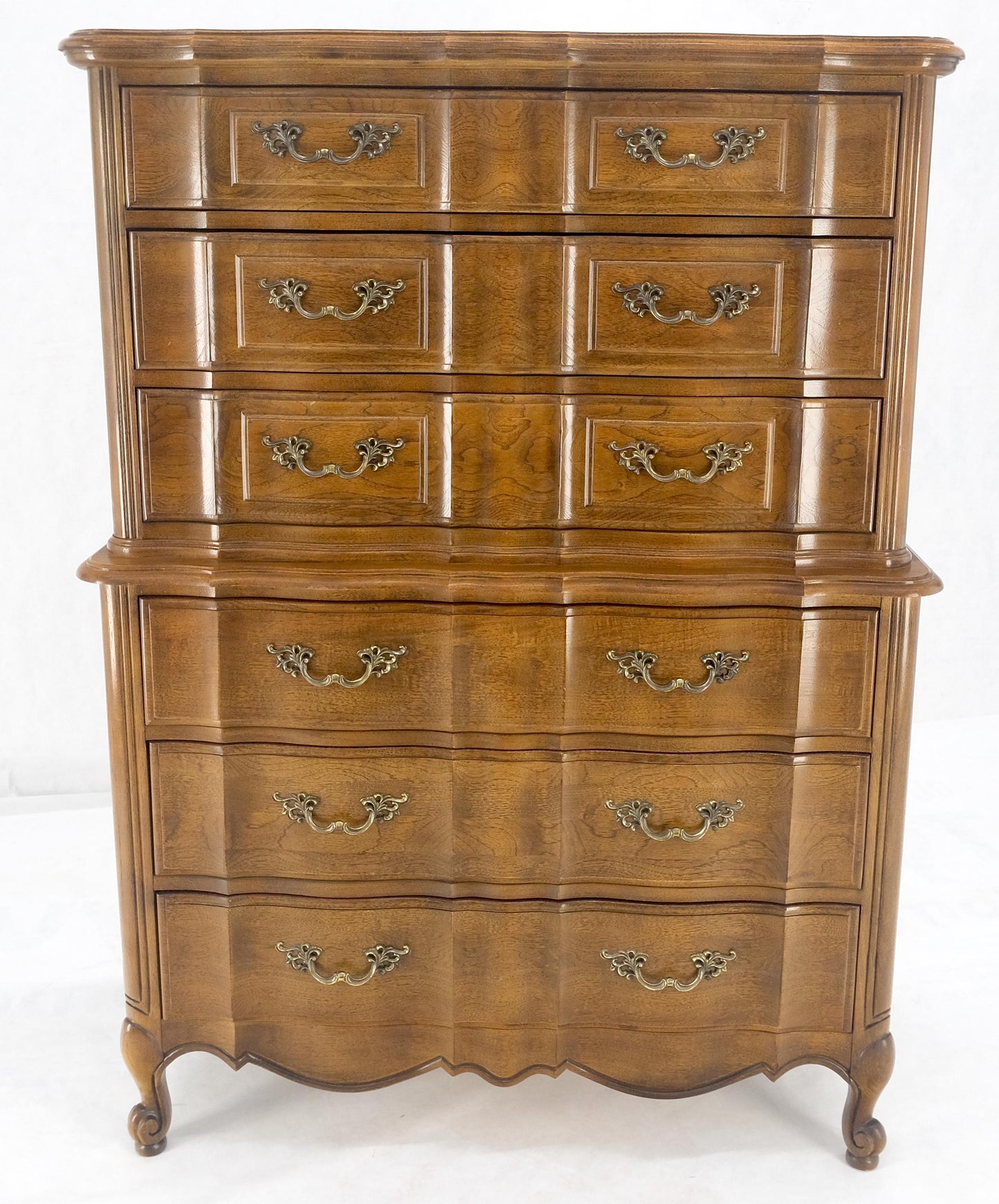 EstablishedLines Dark Amber Tone 6 Drawers High Boy French Chest of Drawers by Thomasville MINT!
