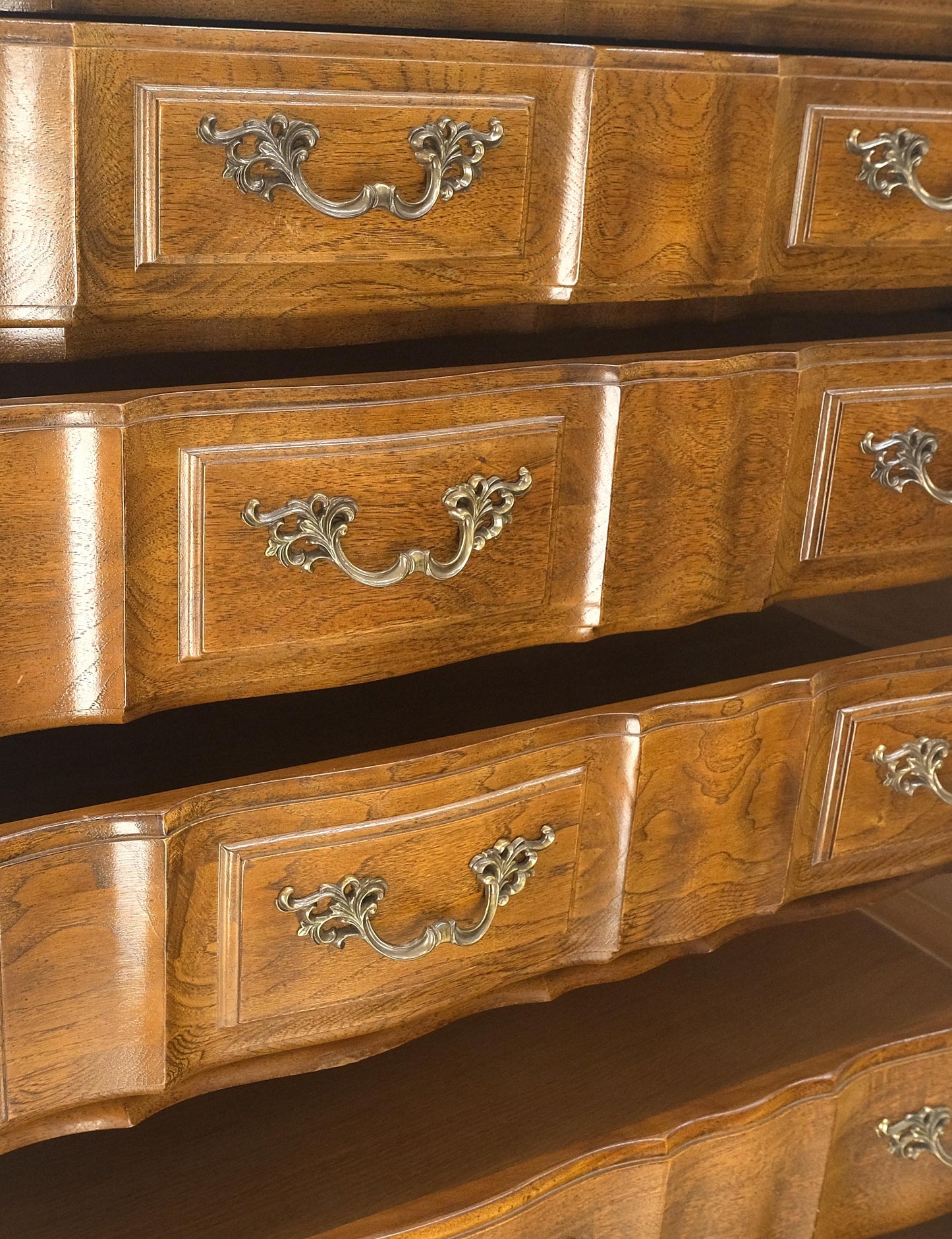 EstablishedLines Dark Amber Tone 6 Drawers High Boy French Chest of Drawers by Thomasville MINT!