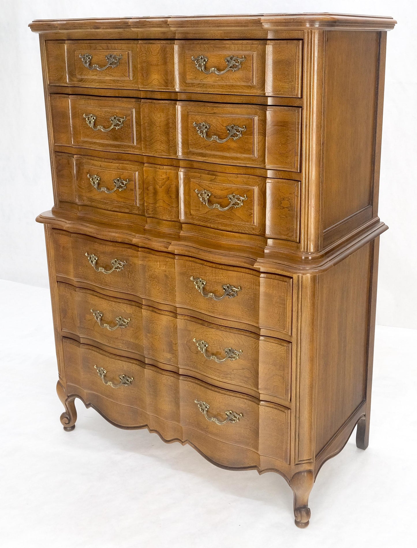 EstablishedLines Dark Amber Tone 6 Drawers High Boy French Chest of Drawers by Thomasville MINT!