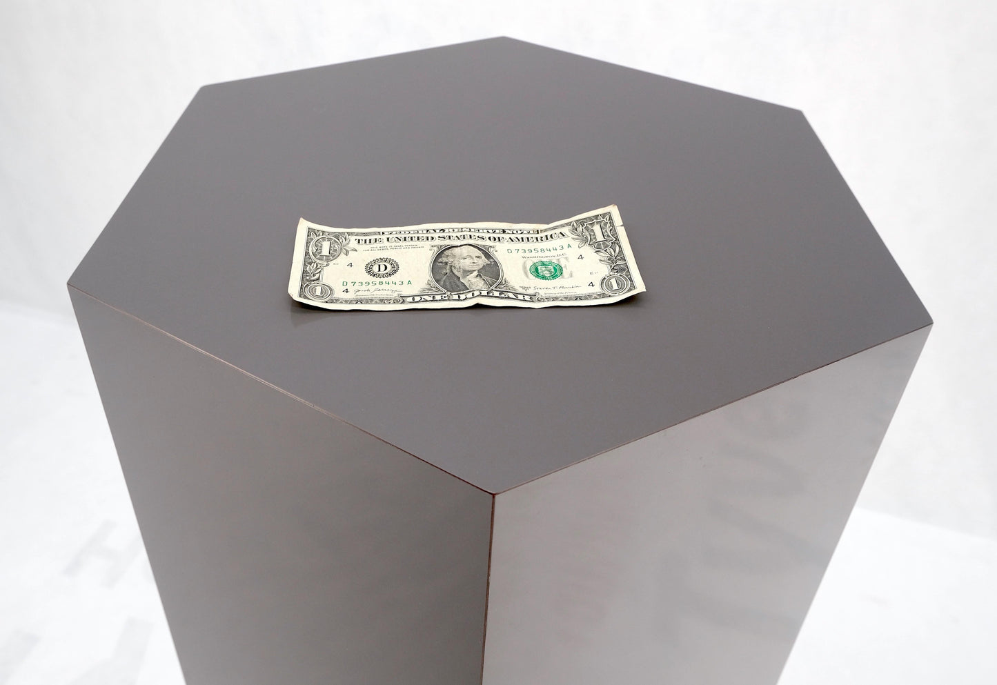 EstablishedLines Grey Laminate Aluminum Base Hexagon Shape Mid-Century Modern Pedestal