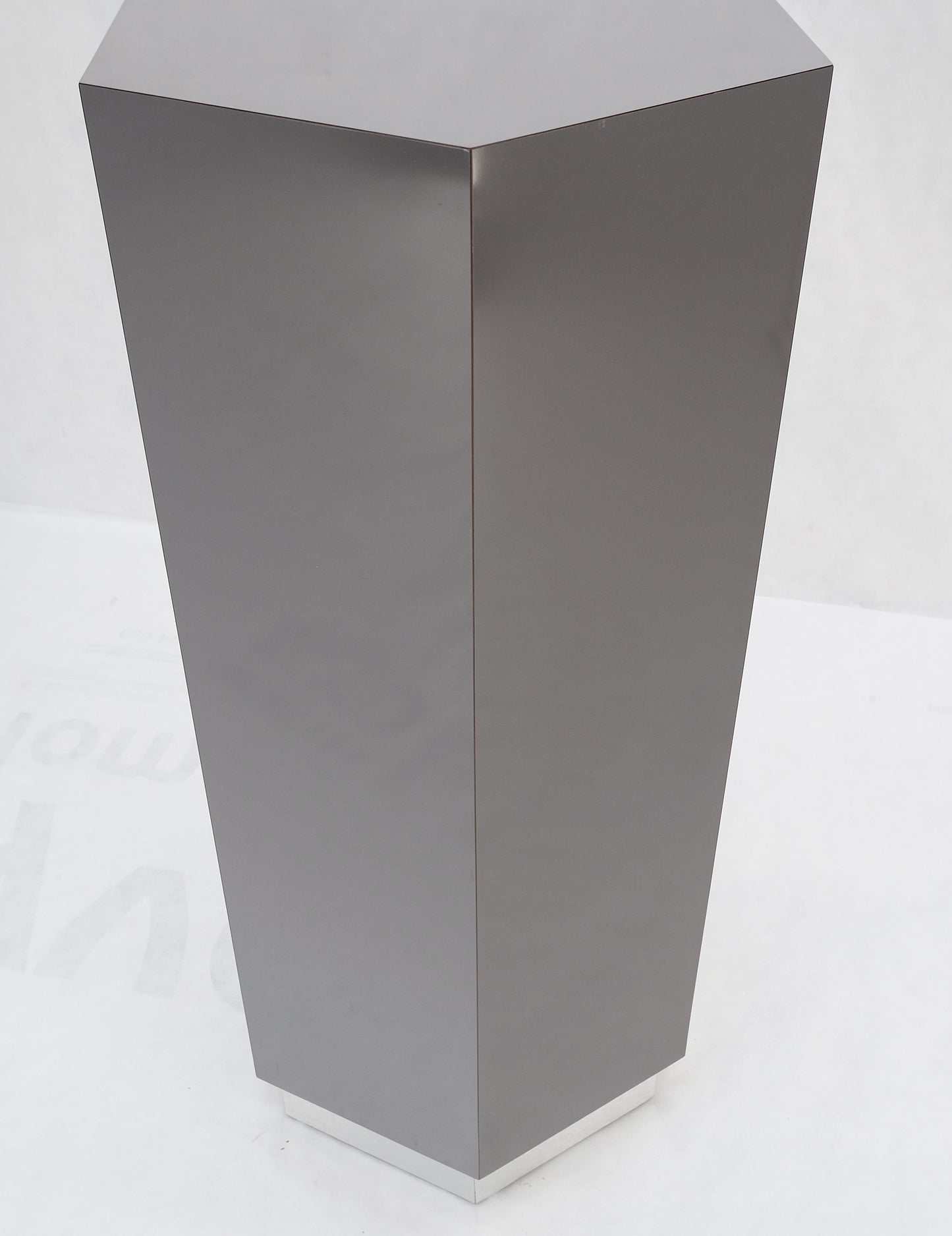 EstablishedLines Grey Laminate Aluminum Base Hexagon Shape Mid-Century Modern Pedestal