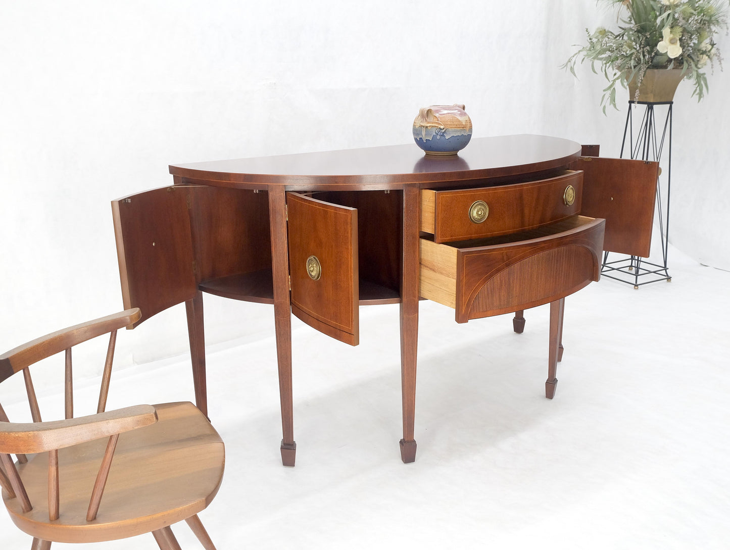 Baker Demilune Mahogany Federal Style Sideboard MINT!