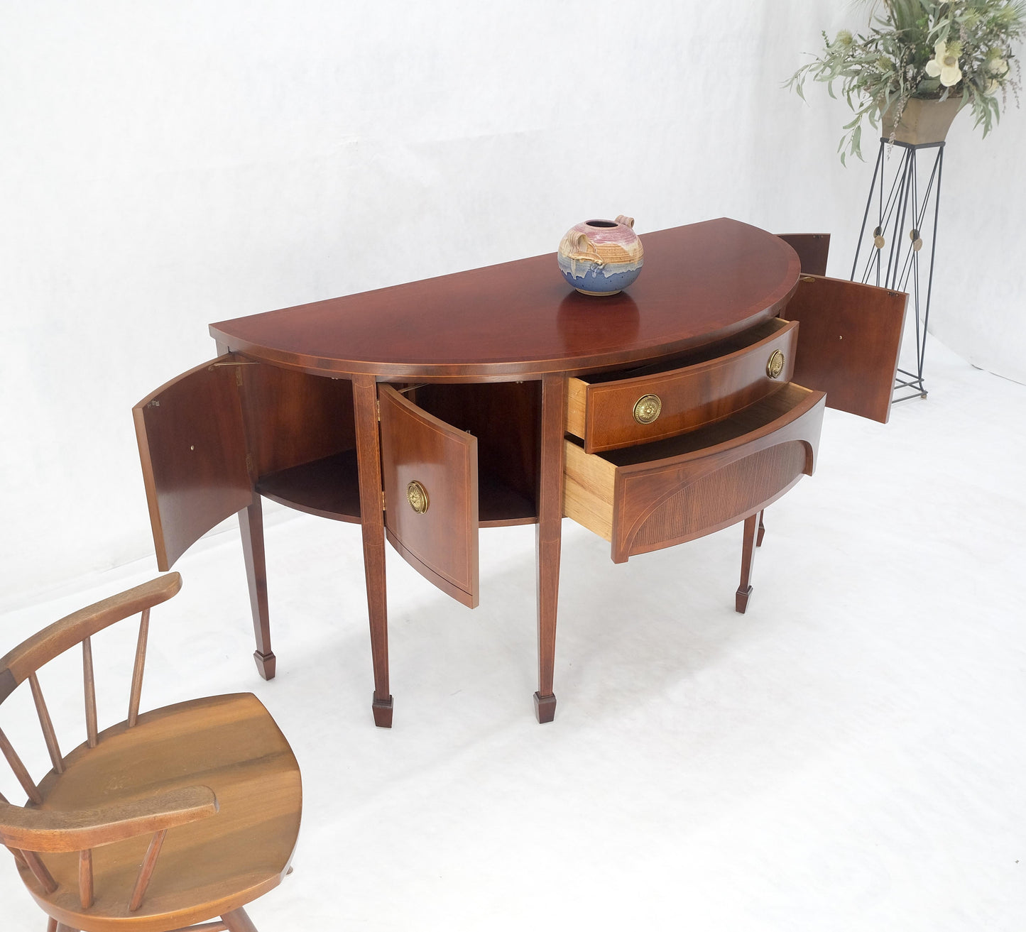 EstablishedLines Baker Demilune Mahogany Federal Style Sideboard MINT!