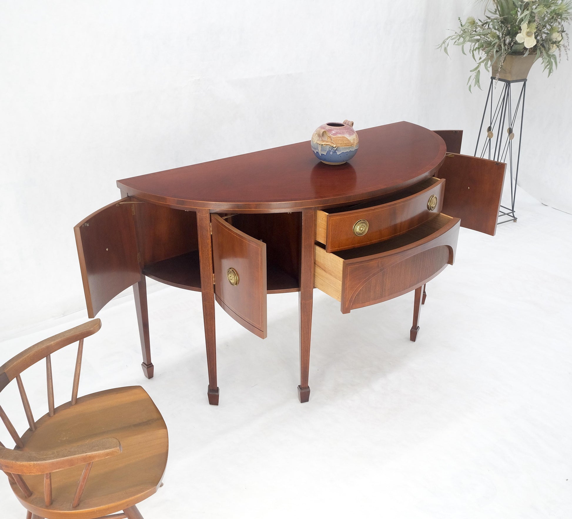 EstablishedLines Baker Demilune Mahogany Federal Style Sideboard MINT!