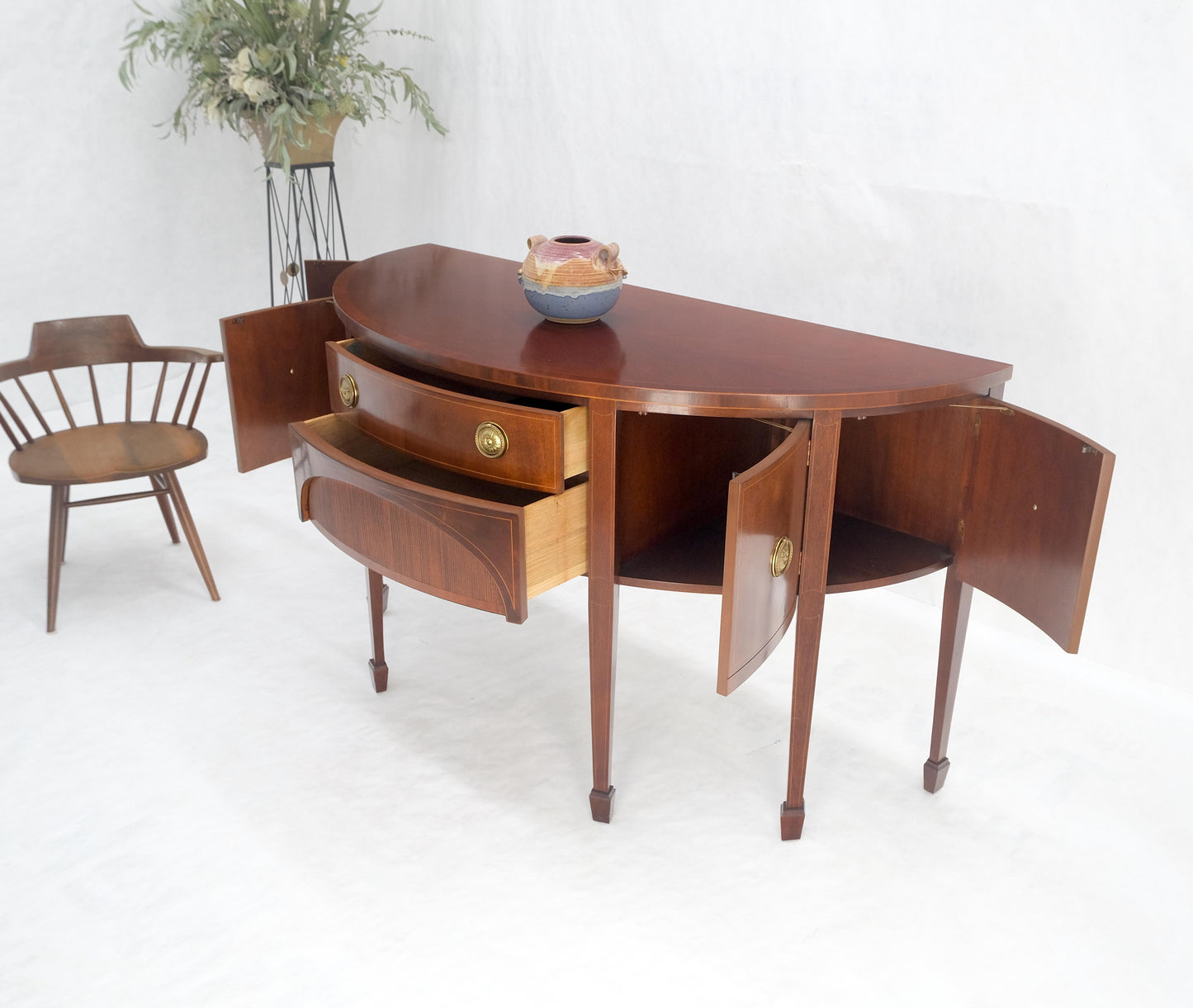 EstablishedLines Baker Demilune Mahogany Federal Style Sideboard MINT!