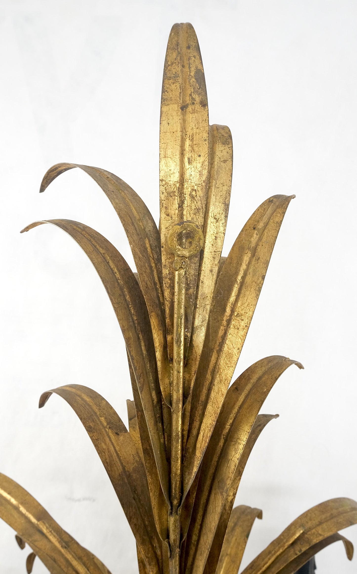 EstablishedLines 9 "Candles" Light Gilt Metal Sheaf of Leaves Motive Italian Wall Sconce MINT!