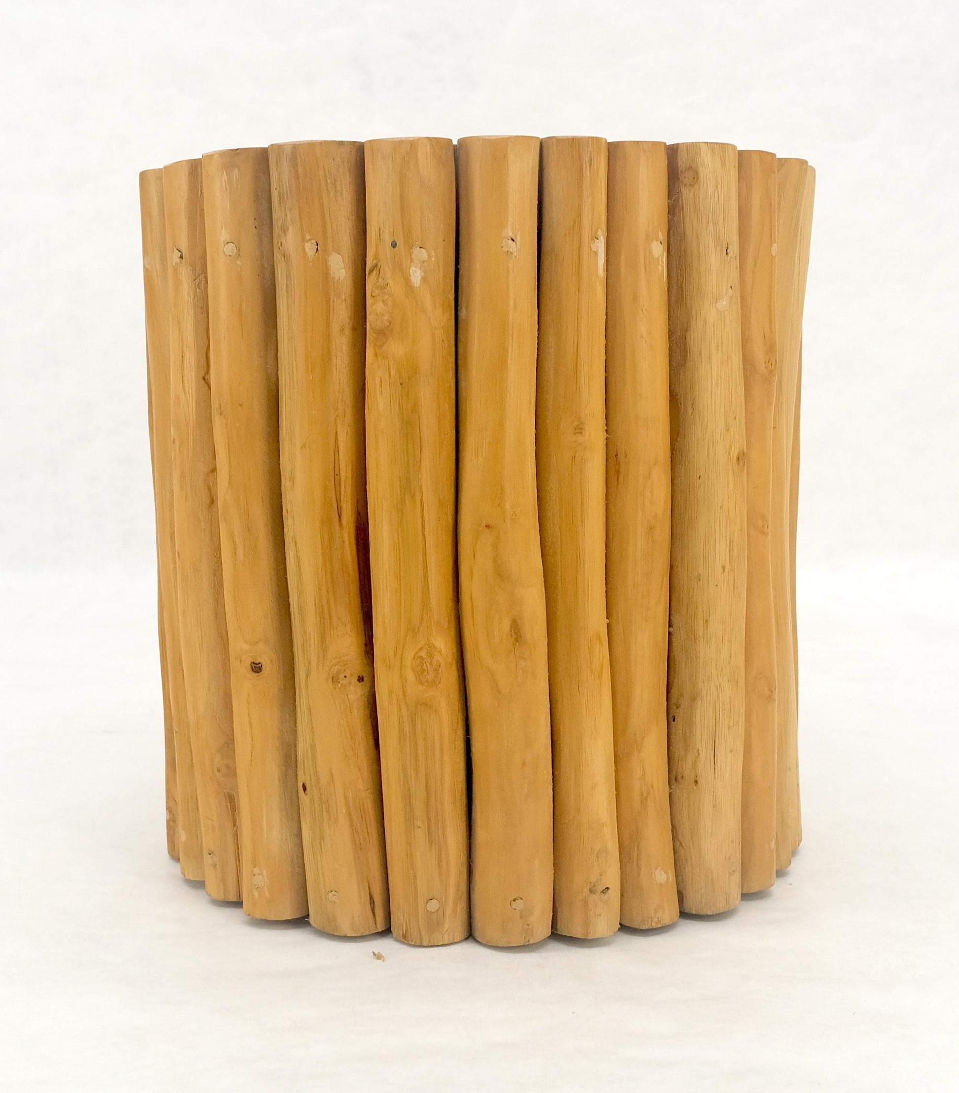 EstablishedLines Sheath of Twigs Stripped & Varnished Hardwood Round End Side End Table Stand