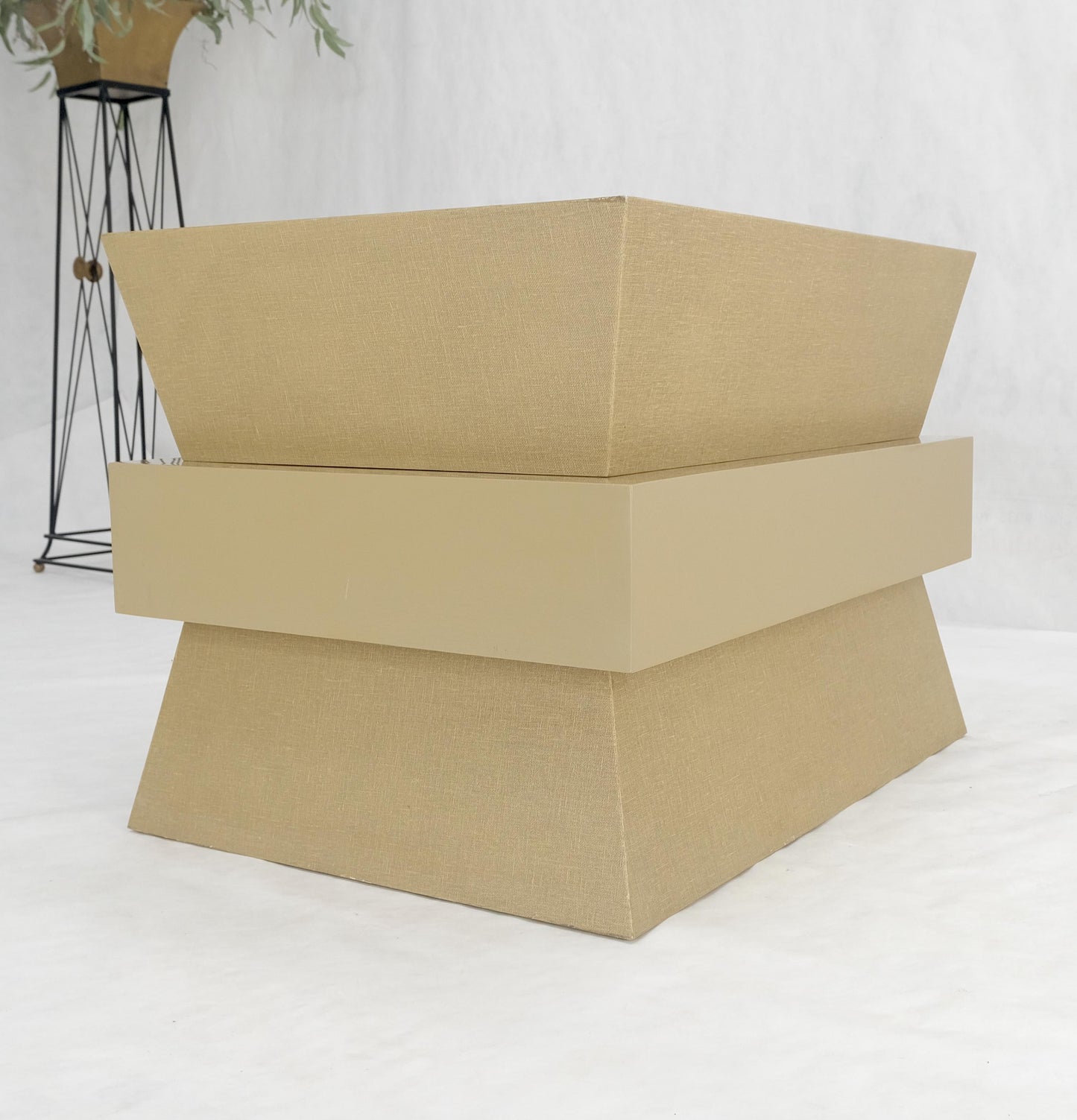EstablishedLines Linen Wrapped Ernest C. Masi "Sheaf of Wheet" Shape One Drawer End Table MINT