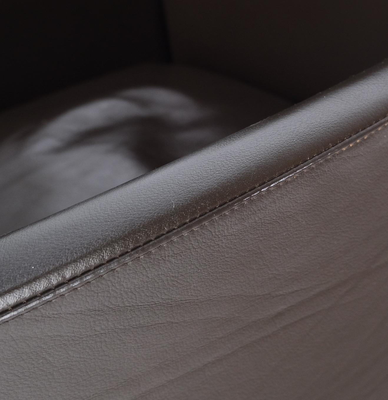 EstablishedLines Pair of Dark Brown Plum Leather Break Side Chairs Mario Bellini for Cassina Mint