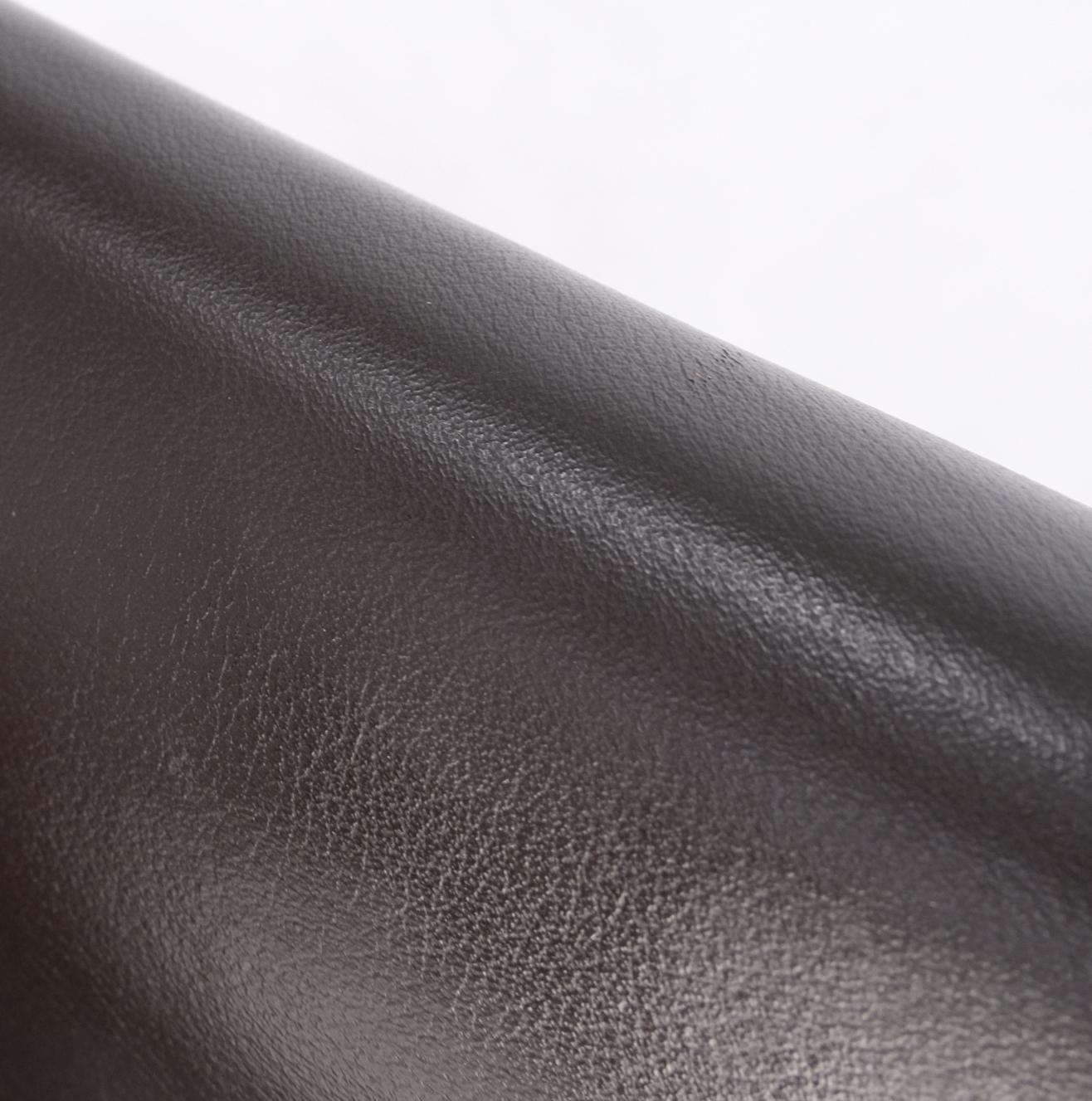 EstablishedLines Pair of Dark Brown Plum Leather Break Side Chairs Mario Bellini for Cassina Mint