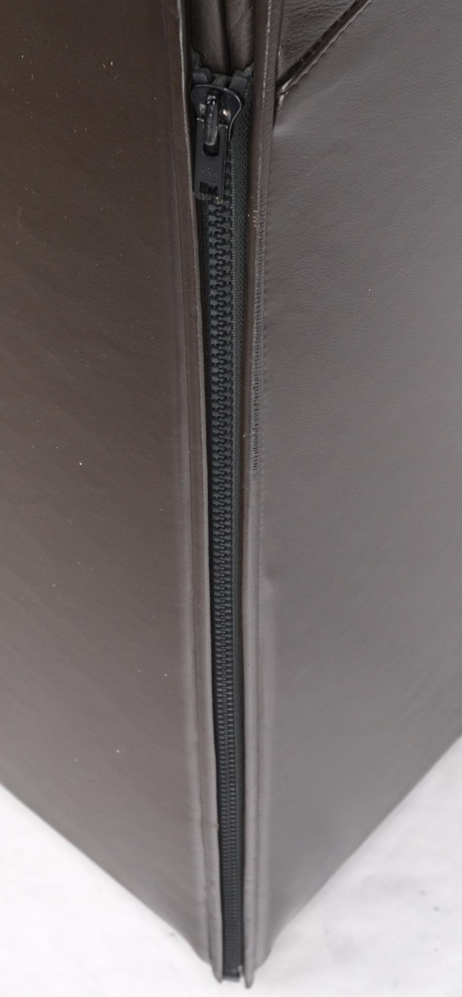 EstablishedLines Pair of Dark Brown Plum Leather Break Side Chairs Mario Bellini for Cassina Mint