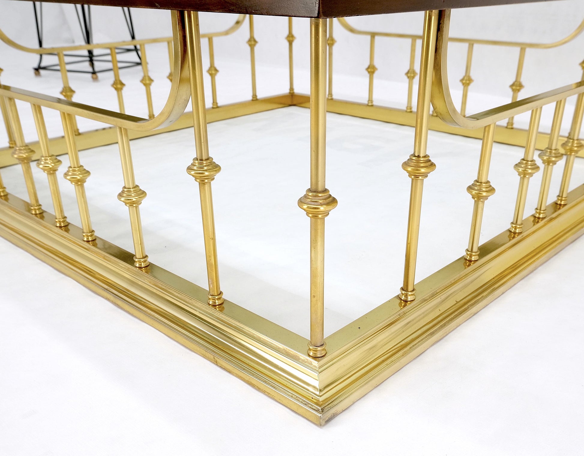 EstablishedLines Fireplace Area Style Metal Base Midcentury Square Glass Top Coffee Table Mint!