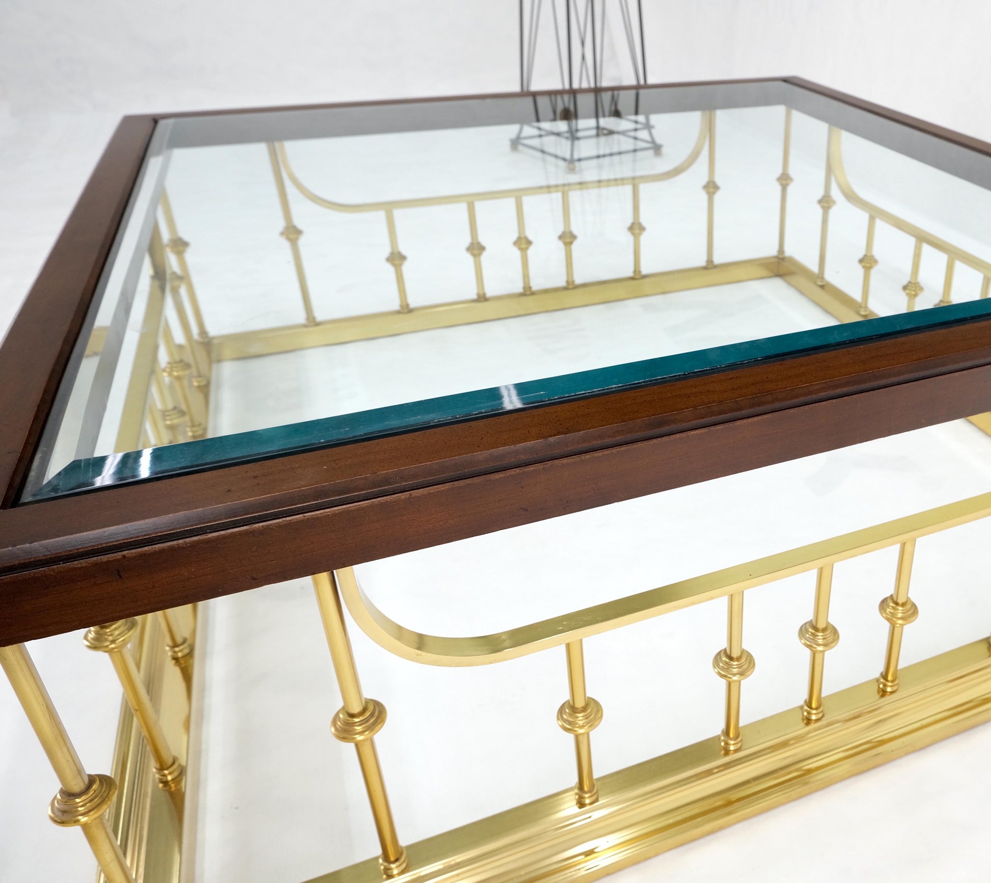 EstablishedLines Fireplace Area Style Metal Base Midcentury Square Glass Top Coffee Table Mint!