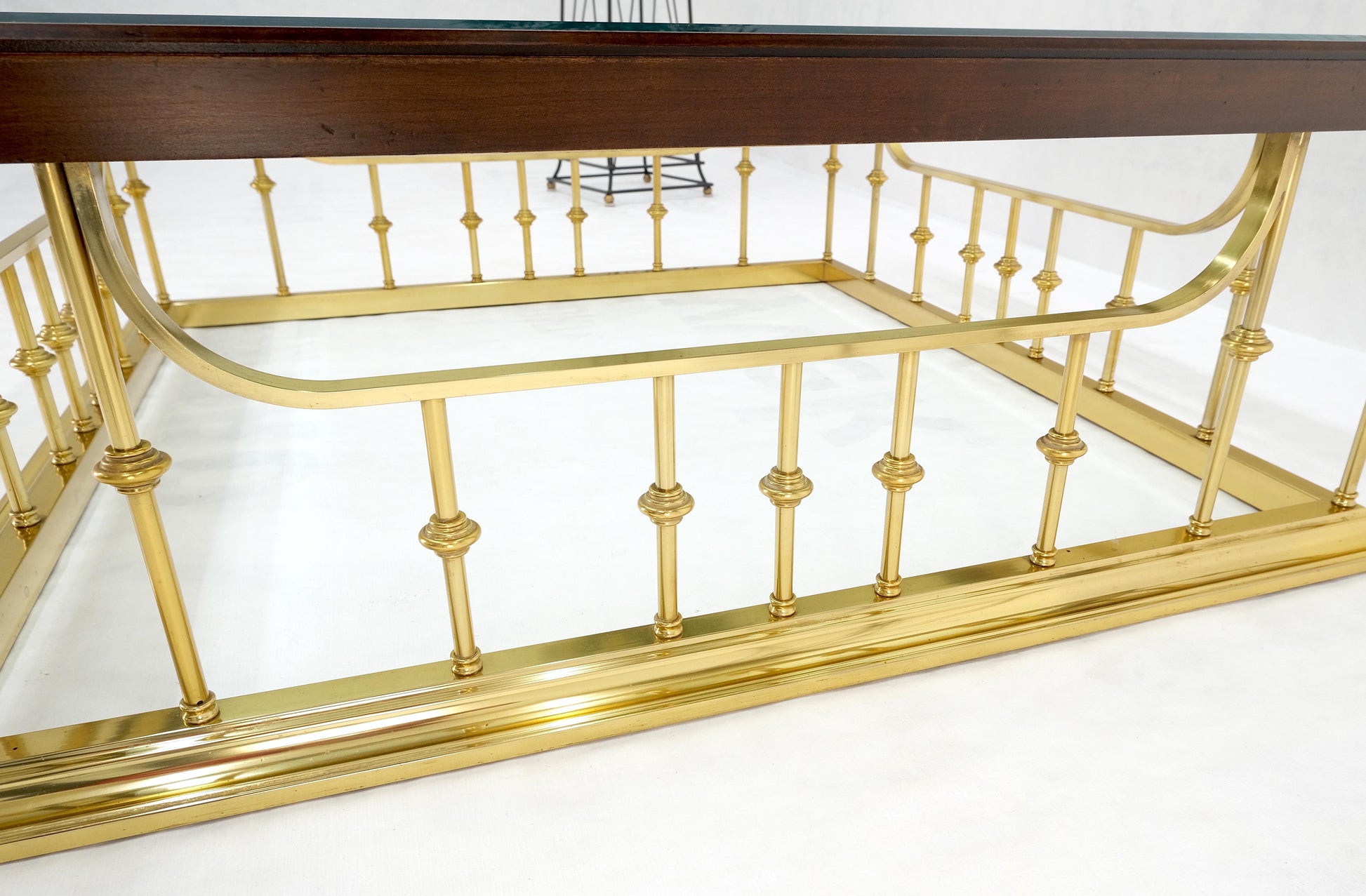 EstablishedLines Fireplace Area Style Metal Base Midcentury Square Glass Top Coffee Table Mint!