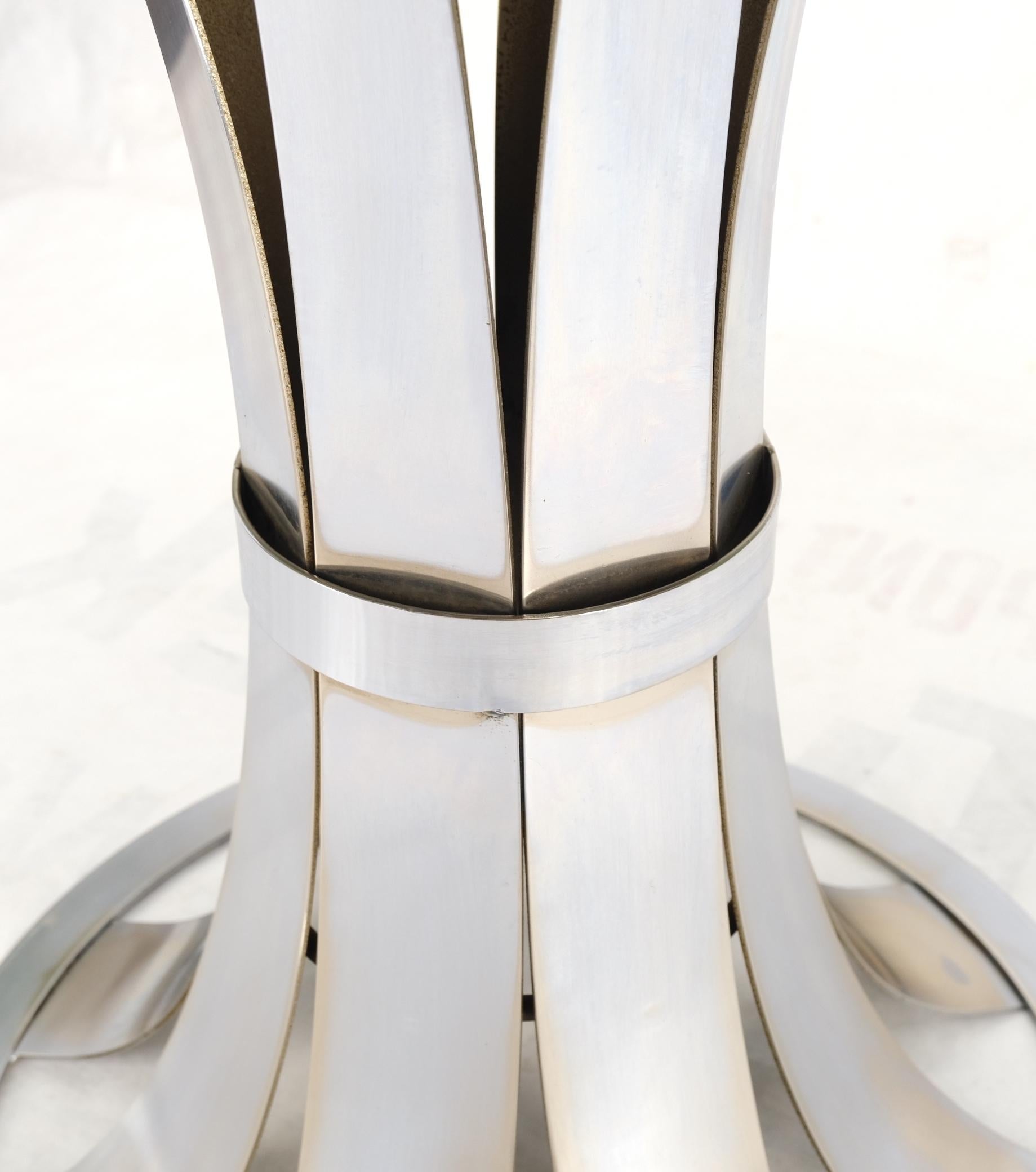 EstablishedLines Russel Woodard Polished Aluminum Base Round Smoked Glass Top Dining Cafe Table