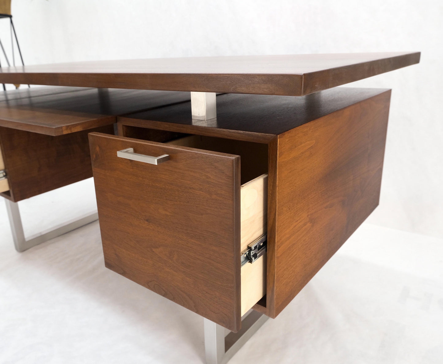 EstablishedLines Solid Walnut Mid-Century Modern Floating Top All Restored Desk Table Mint!