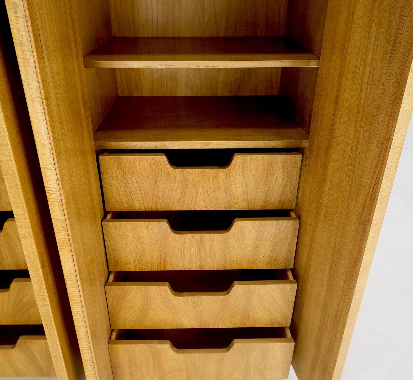 EstablishedLines Blond Walnut Side by Side 4 Doors Two Compartment Chest Drawers Dresser MINT!