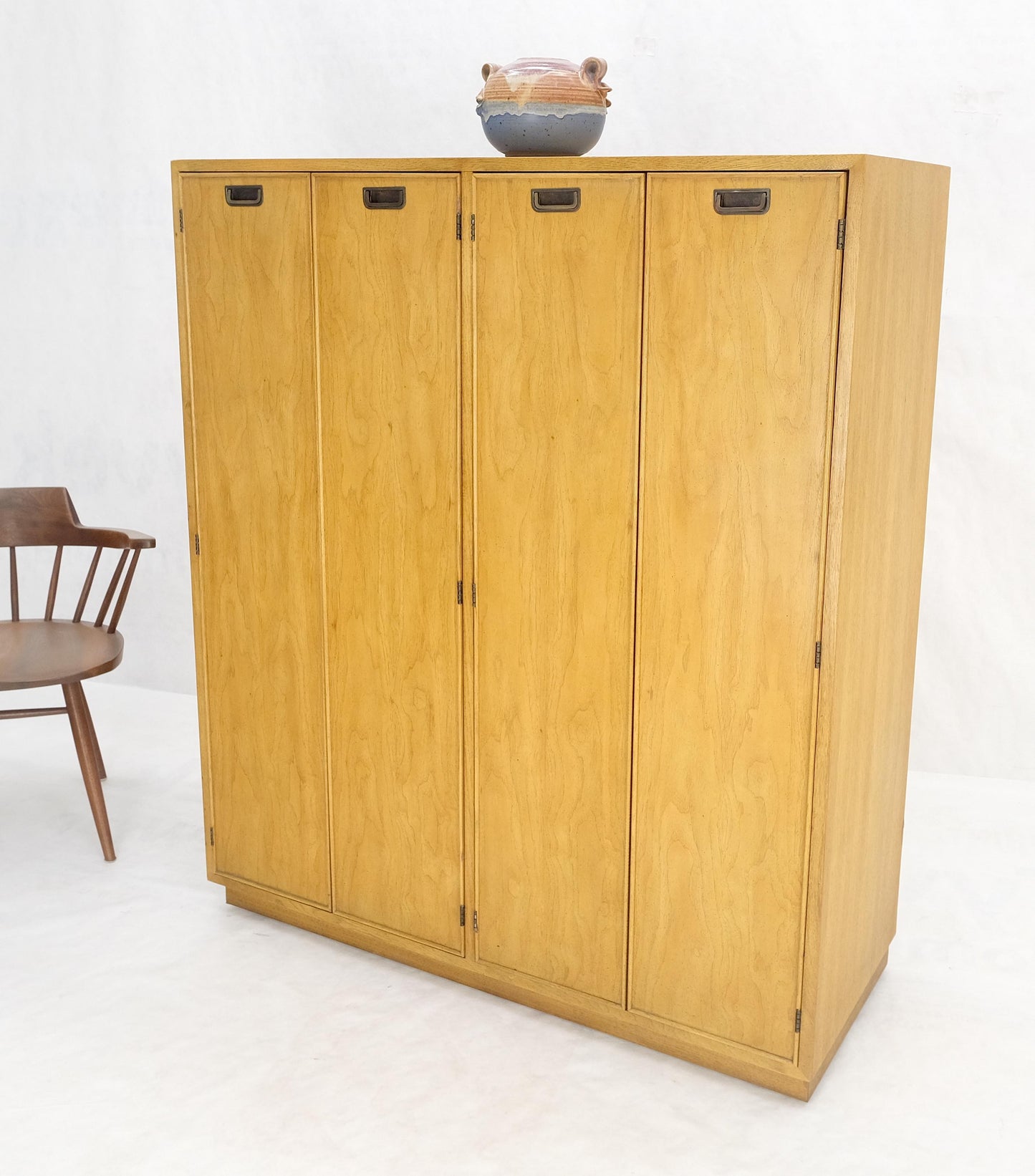 EstablishedLines Blond Walnut Side by Side 4 Doors Two Compartment Chest Drawers Dresser MINT!