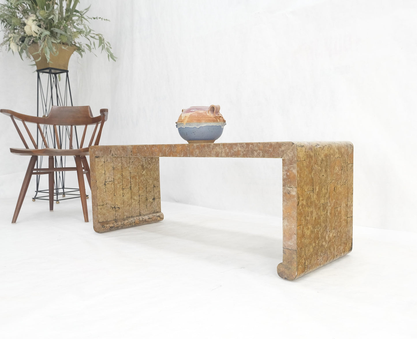 EstablishedLines Waterfall Mica Tiles 4' Long Coffee Table Bench 1970's Mid Century Modern MINT!