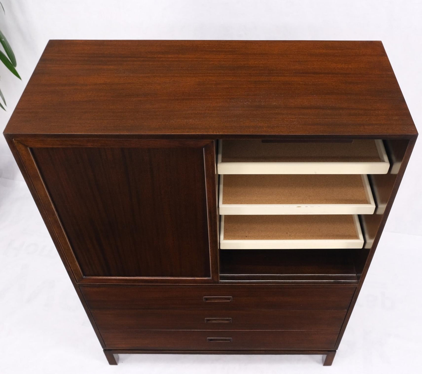 EstablishedLines Harvey Probber Espresso Mahogany Sliding Doors 10 Drawers Gentlemen's Chest Mint
