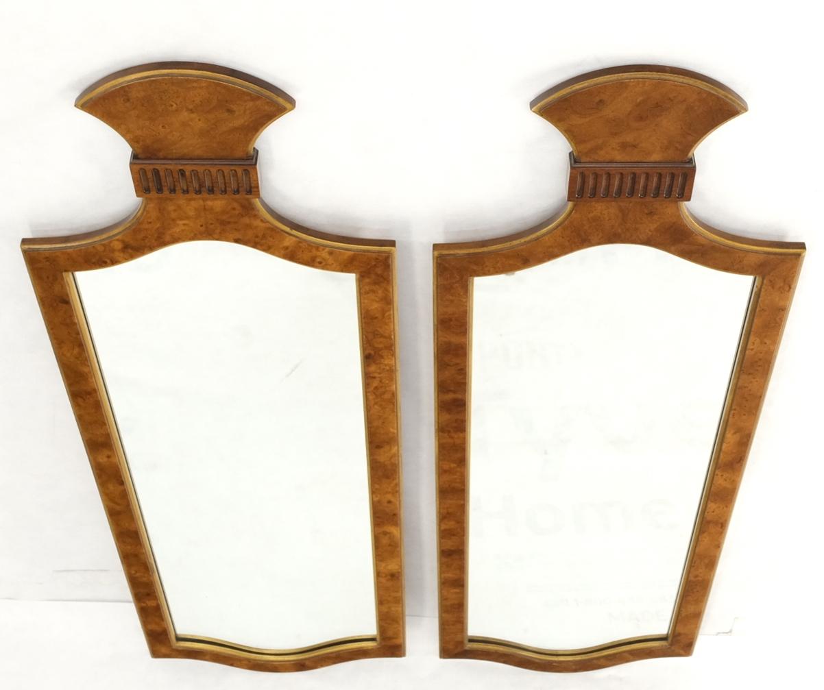 EstablishedLines Pair of Decorative Figural Shape Burl Wall Mirrors Mid Century Modern Mint