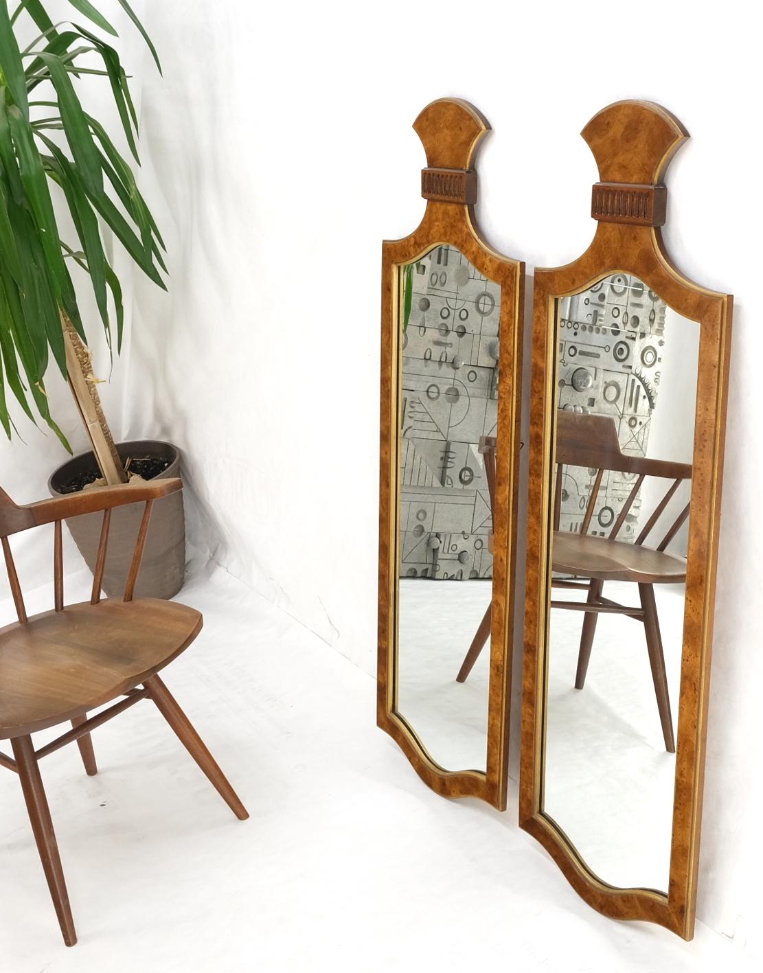 EstablishedLines Pair of Decorative Figural Shape Burl Wall Mirrors Mid Century Modern Mint