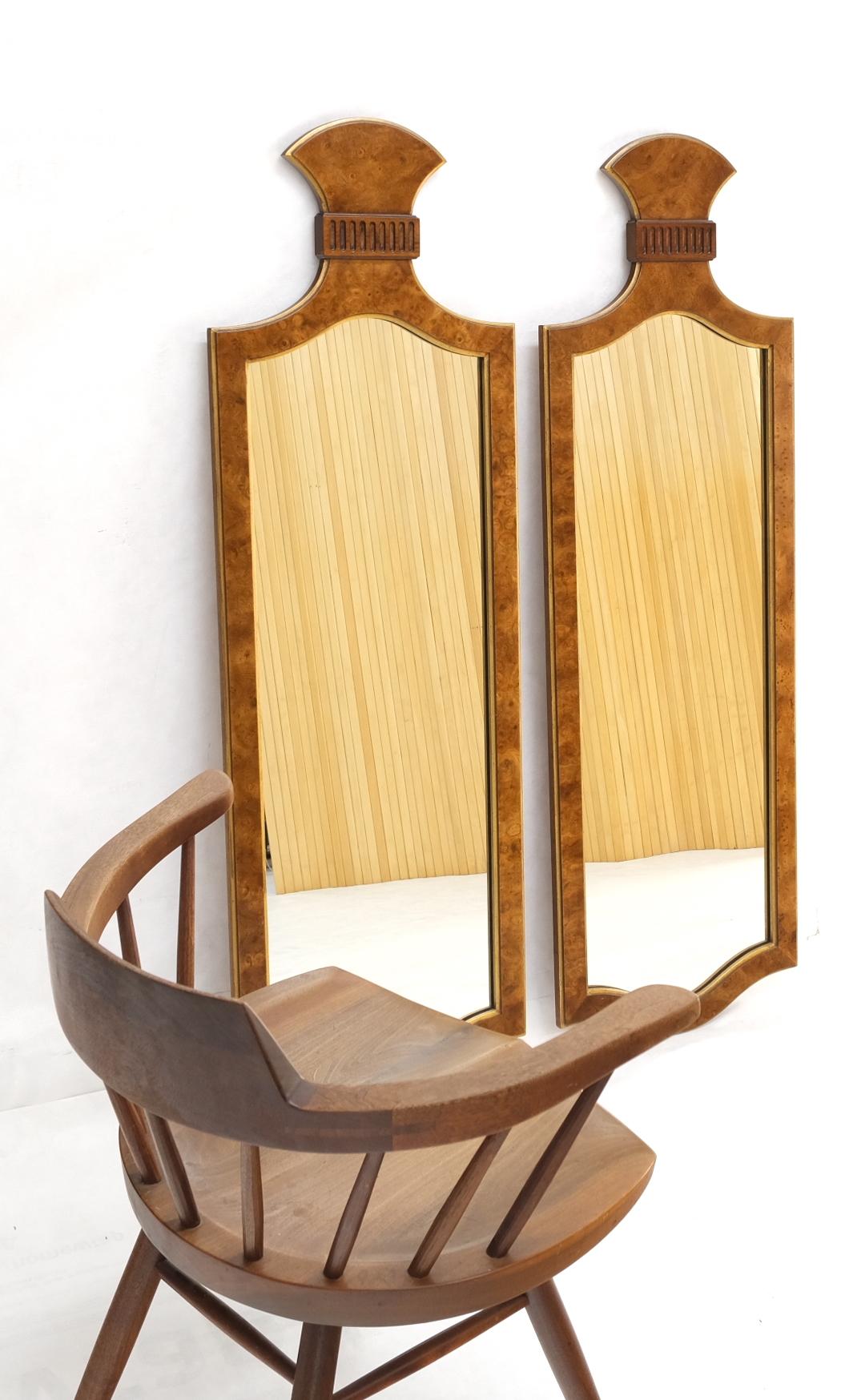 EstablishedLines Pair of Decorative Figural Shape Burl Wall Mirrors Mid Century Modern Mint