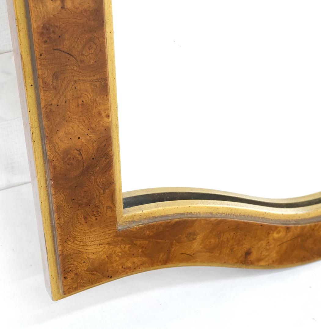 EstablishedLines Pair of Decorative Figural Shape Burl Wall Mirrors Mid Century Modern Mint