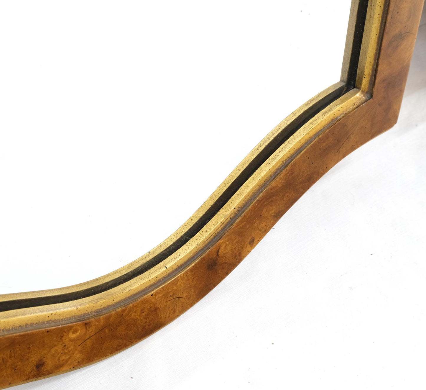 EstablishedLines Pair of Decorative Figural Shape Burl Wall Mirrors Mid Century Modern Mint