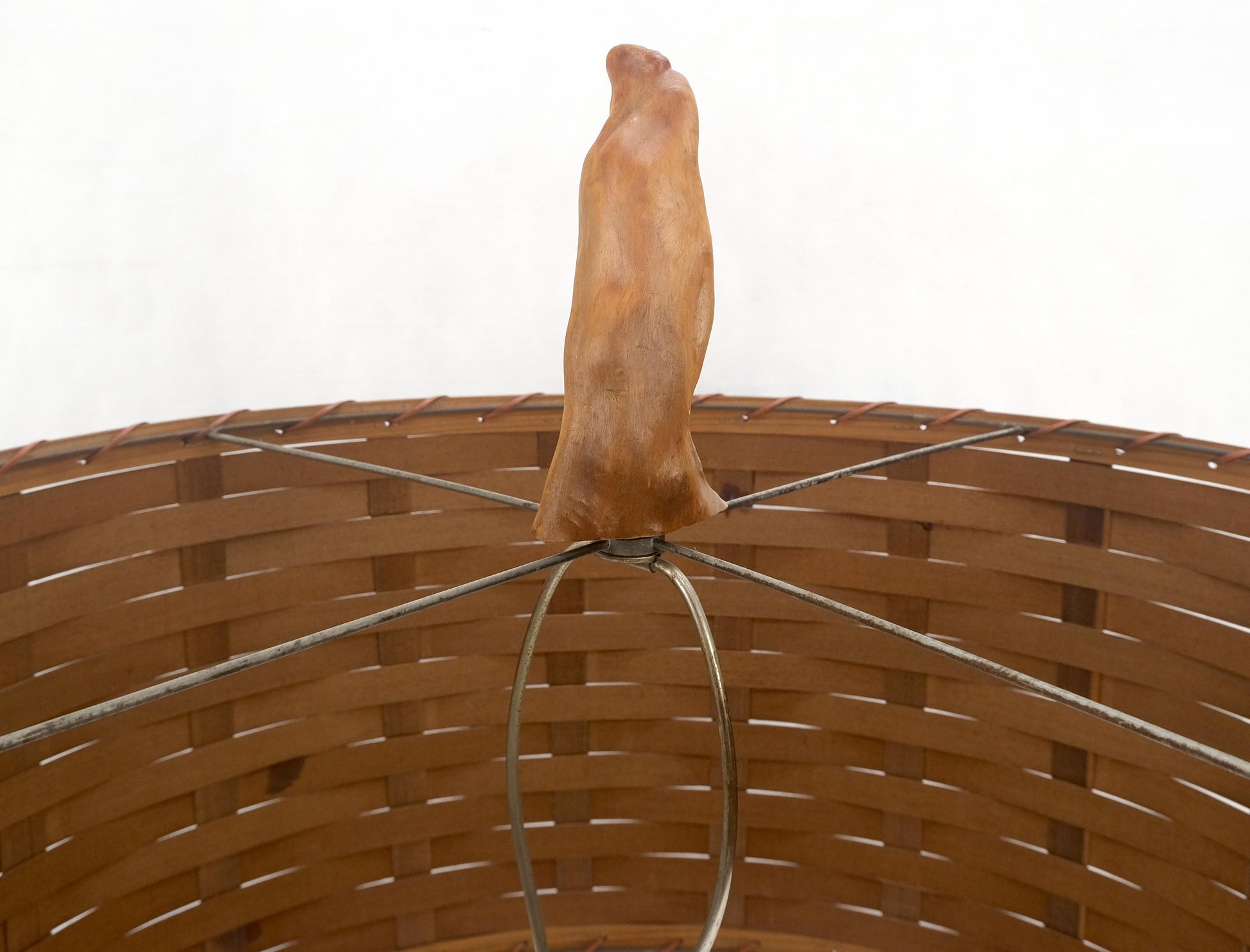 EstablishedLines Mid Century Cypres Root Driftwood Style Backet Weave Shape Shade Table Lamp MINT