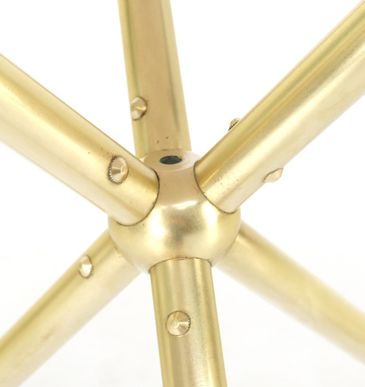 EstablishedLines Machined Brass Tripod Base Rouge Round Marble Top Center Side Occasional Table