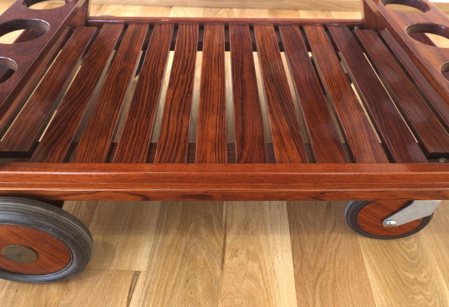 EstablishedLines Tricomfort Solid Rosewood Large Wheel Outdoor Indoor Serving Cart Made in France