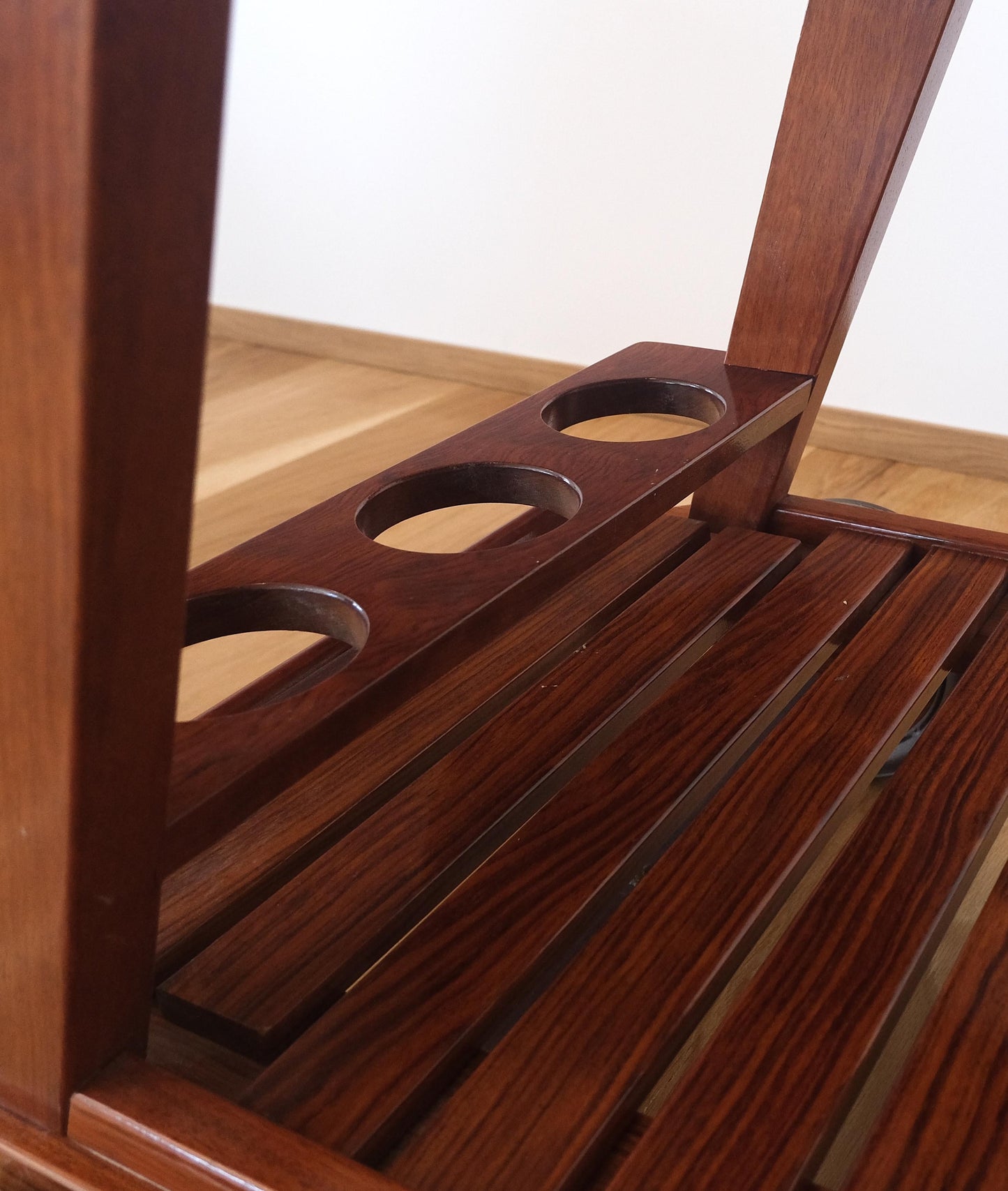 EstablishedLines Tricomfort Solid Rosewood Large Wheel Outdoor Indoor Serving Cart Made in France