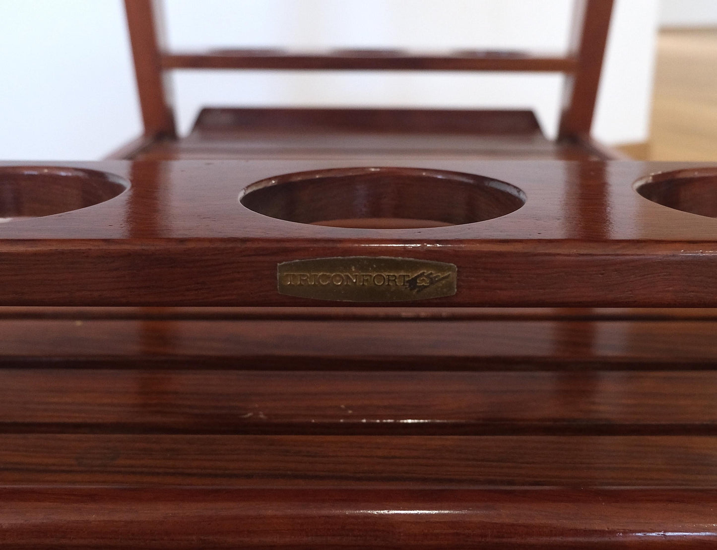 EstablishedLines Tricomfort Solid Rosewood Large Wheel Outdoor Indoor Serving Cart Made in France