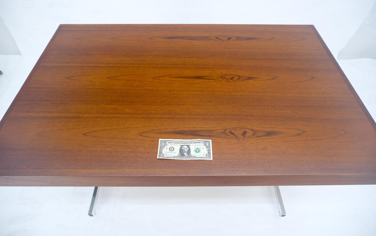 EstablishedLines Danish Mid Century Modern Teak Top Chrome Legs Folding Desk Mint